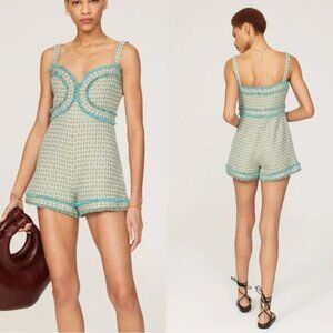 NWT Alexis Blaine Tweed Zip Back Fringe Romper ~ Size SMALL
